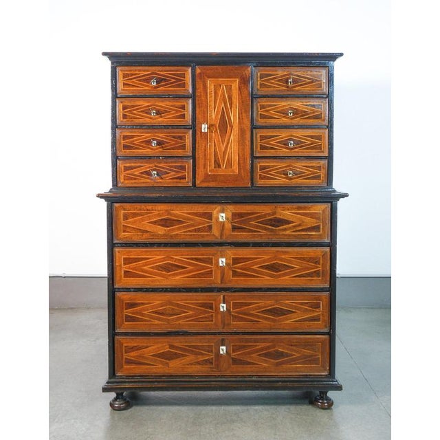 Inlaid Wooden Coin Cabinet, 1700s For Sale - Image 4 of 18