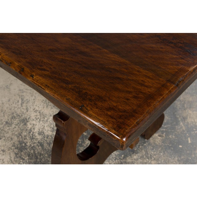 Antique Spanish Renaissance Revival Walnut Trestle Dining Table For Sale - Image 15 of 16