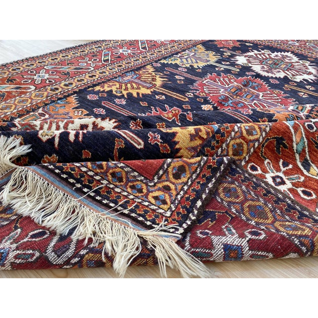 Navy Star Kazak Style Handmade Wool Rug 6x9 For Sale - Image 14 of 14
