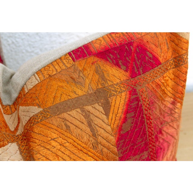 19th Century Sunset Horizon, Set of 2 Heirloom Bagh Phulkari Pillows For Sale - Image 5 of 7