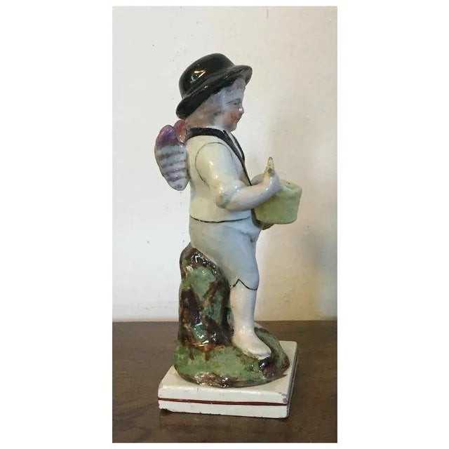 Early 19th Century Antique Early 19th Century English Georgian Staffordshire Pearlware Figure of a Bread Seller With Angel Wings For Sale - Image 5 of 12