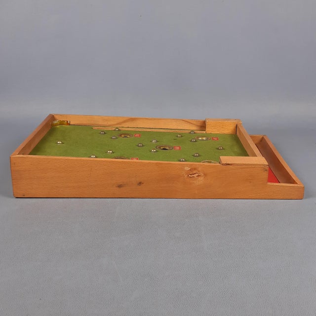 Antique Bagatelle Pinball Game in Wood with Green Cloth from F.F.G.G., Early 1900s For Sale - Image 6 of 15