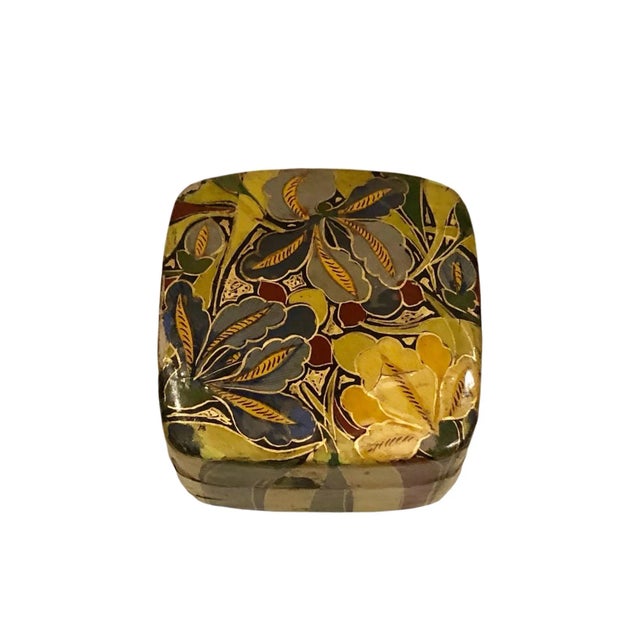 1960s 1960s Indian Hand Painted Papier Mâché Box For Sale - Image 5 of 7