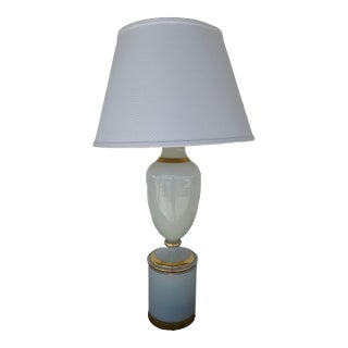 Large Antique French Opaline Table Lamp For Sale