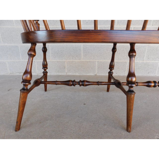L E Partridge Vintage Double Hoop Sack Back Windsor Settee Bench 50w For Sale - Image 16 of 18