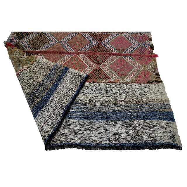Mid 20th Century Vintage Kilim Rug- 4′7″ × 5′1″ For Sale - Image 5 of 7