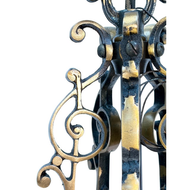 1920s Cast Bronze 5 Light Chandelier in Spectacular Original Condition #2622 For Sale - Image 12 of 12