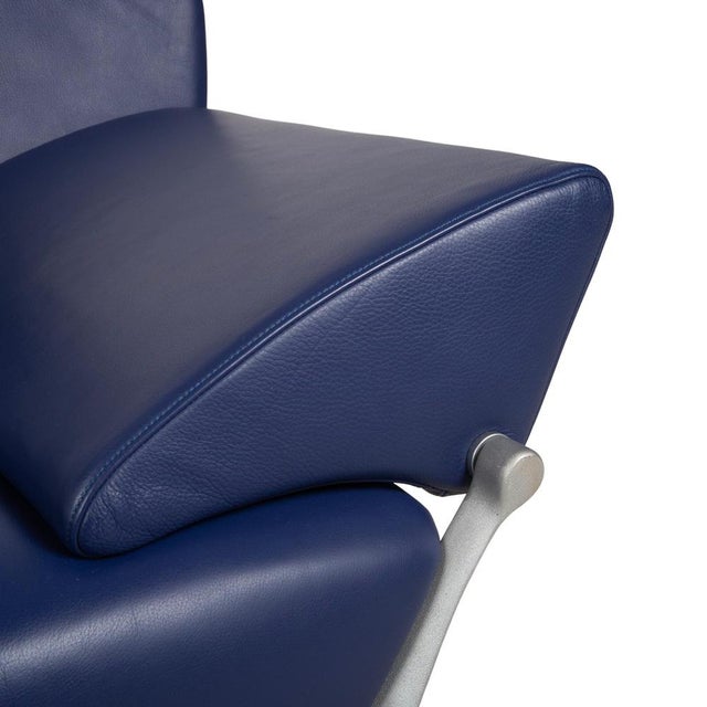 Navy Blue Leather 1600 Three-Seater Sofa with Manual Function from Rolf Benz For Sale - Image 5 of 15