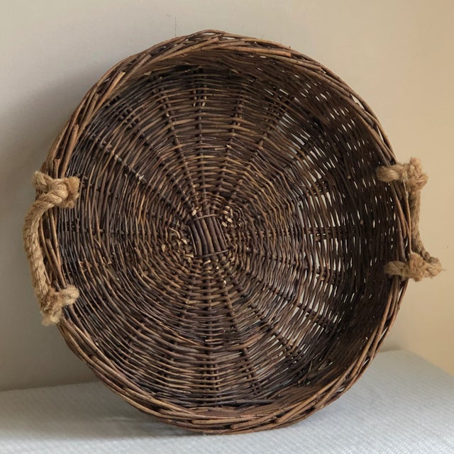 Rustic Twig Basket Tray With Rope Handles For Sale In Baltimore - Image 6 of 12