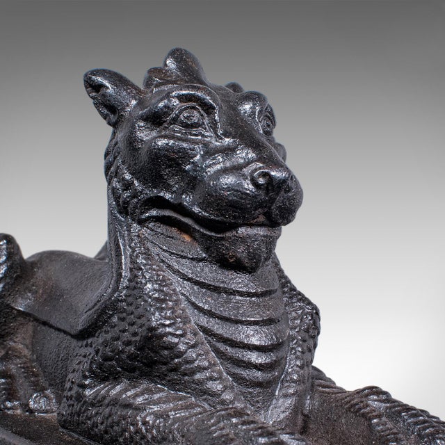 Metal Antique Guardian Lion Door Keeper, English, Iron, Mythology, Doorstop, Victorian For Sale - Image 7 of 10