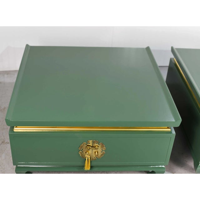 Vintage Chin Hua Ming Tables in Green and Gold - Newly Painted For Sale - Image 11 of 12