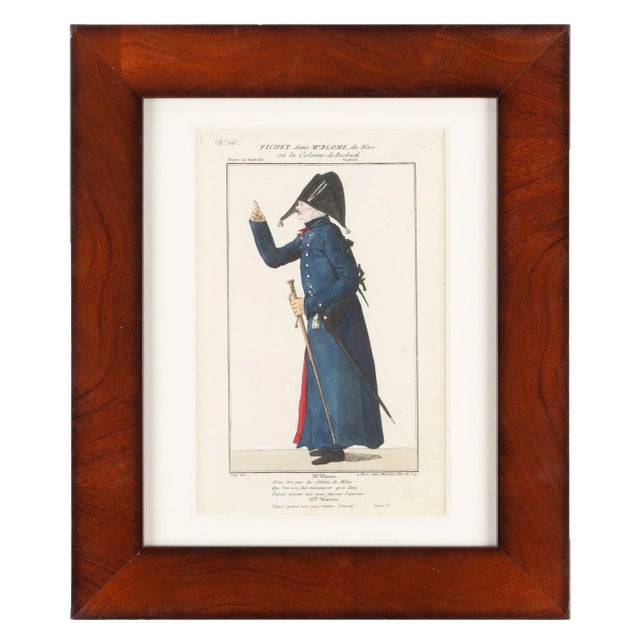 Blue Pair of French Hand Colored Theatrical Engravings, C. 1800 For Sale - Image 8 of 12