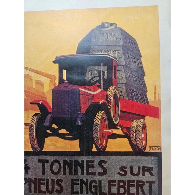 Art Deco Advertising Poster Englebert Pneu, 1930s For Sale - Image 6 of 8