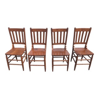 19th Century Mission Chestnut Wood Dining Chairs - Set of 4 For Sale