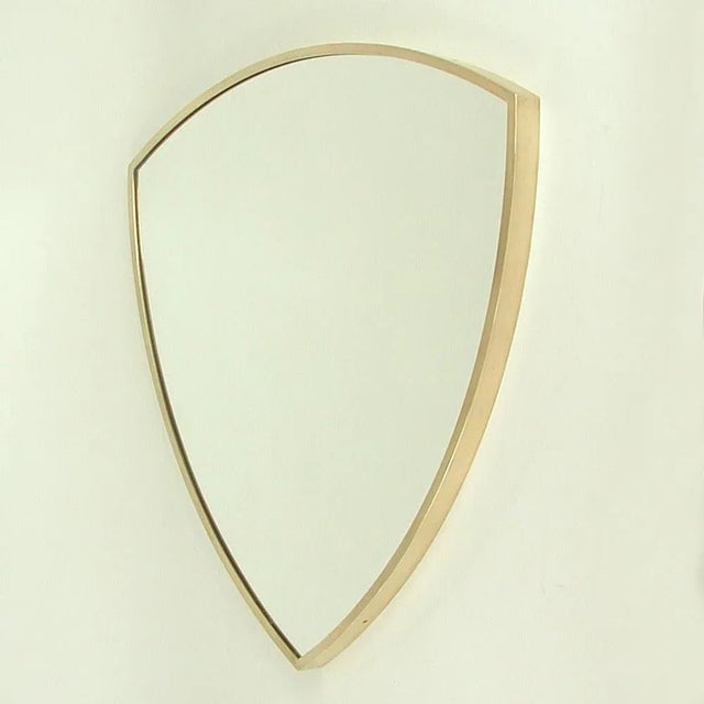 Gio Ponti Mid-Century Brass Shield-Shaped Wall Mirror, Italy, 1950s For Sale - Image 4 of 11