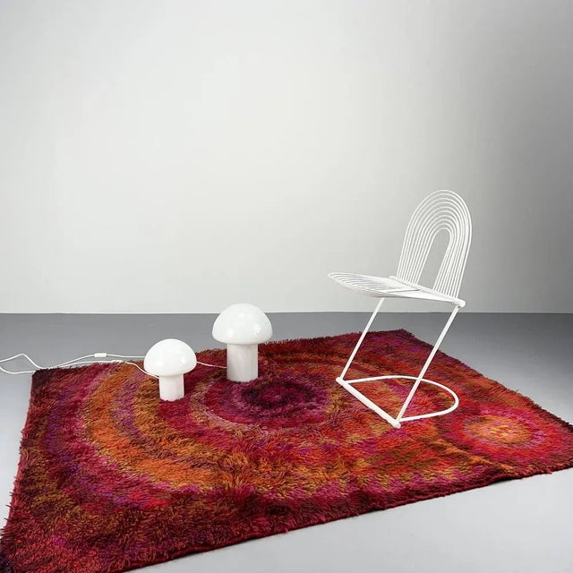 White Vintage German Mushroom Lights in Marbled Glass, 1970s, Set of 2 For Sale - Image 8 of 9