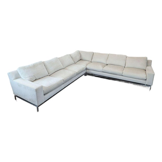 A. Rudin Modern Light Beige Sectional Sofa – Spacious L-Shaped Comfort For Sale