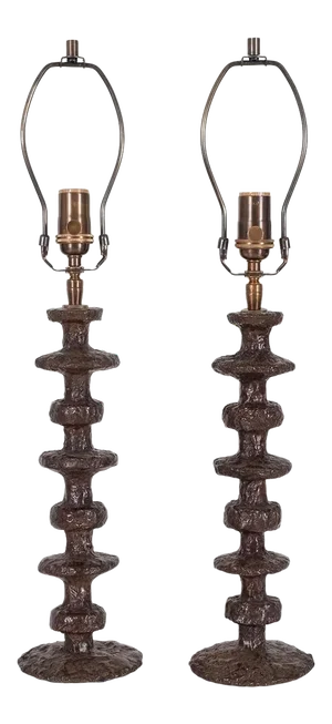 Turned Bronze Table Lamps by Claudio Gonzalez - A Pair
