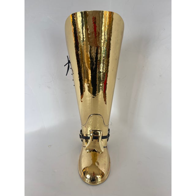 English Brass Boot Umbrella Stand, 1950s, Made in England For Sale - Image 3 of 17