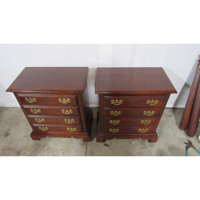 Item: Pair Nightstands Details: Great Designer Look/Quality Piece Marked American Drew Great Hardware Four Drawers Cherry...