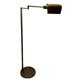 Vintage Brass Pharmacy Swing Arm Floor Lamp by Koch & Lowy For Sale