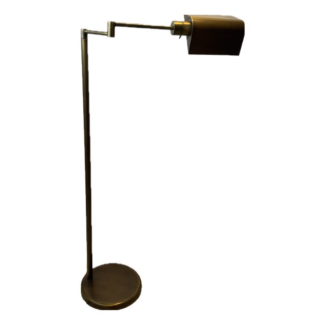 Vintage Brass Pharmacy Swing Arm Floor Lamp by Koch & Lowy For Sale