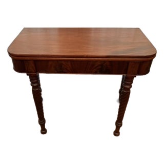 Early 19th Century Mahogany Sheraton-Style Lift-Top Console / Hallway Table With Barley Twist Legs For Sale