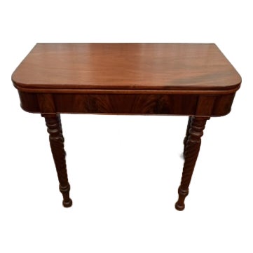 Early 19th Century Mahogany Sheraton-Style Lift-Top Console / Hallway Table With Barley Twist Legs For Sale