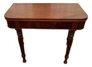 Early 19th Century Mahogany Sheraton-Style Lift-Top Console / Hallway Table With Barley Twist Legs