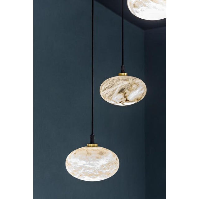 Contemporary Oval Pendant Lamps by United Alabaster, Set of 12 For Sale - Image 3 of 12