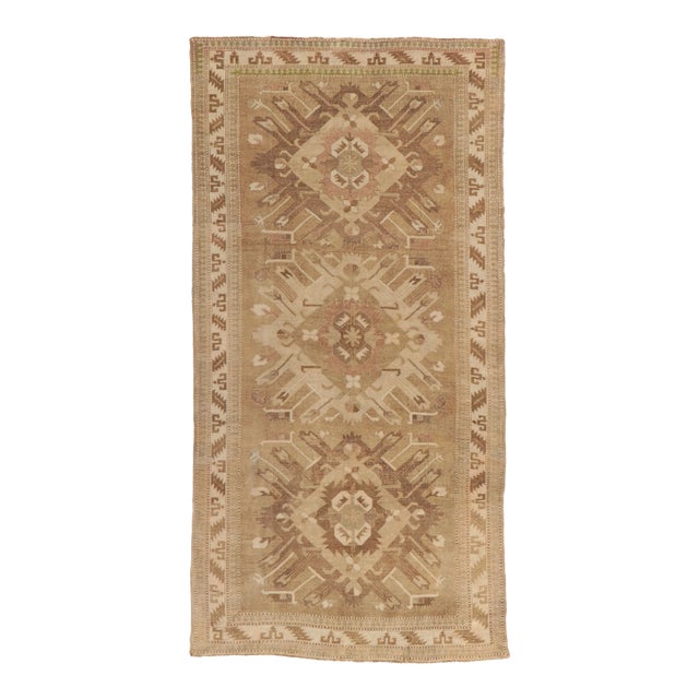 Earth-Tone Vintage Turkish Kars Rug - 05'06 X 11'00 For Sale