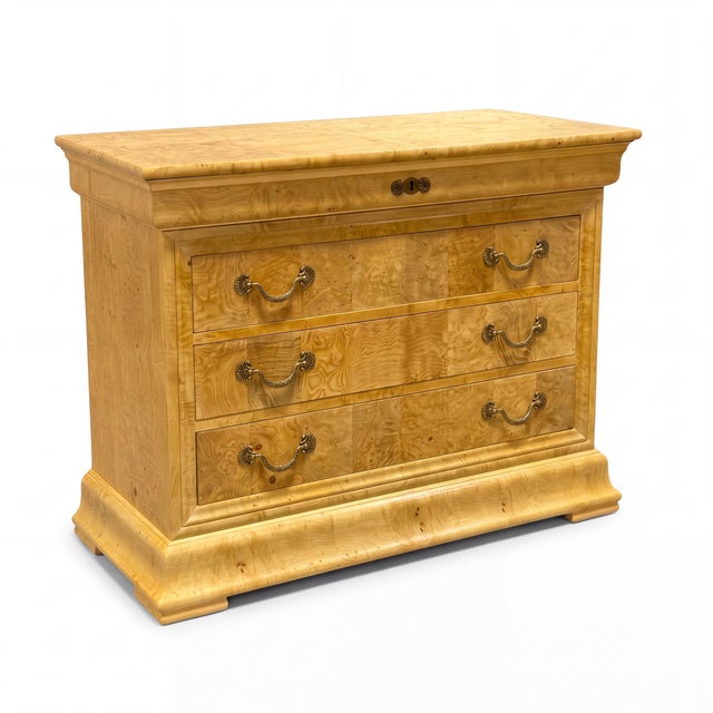 Wood Modern Neoclassical Style Patchwork Burl Chest / Commode by Henredon For Sale - Image 7 of 7