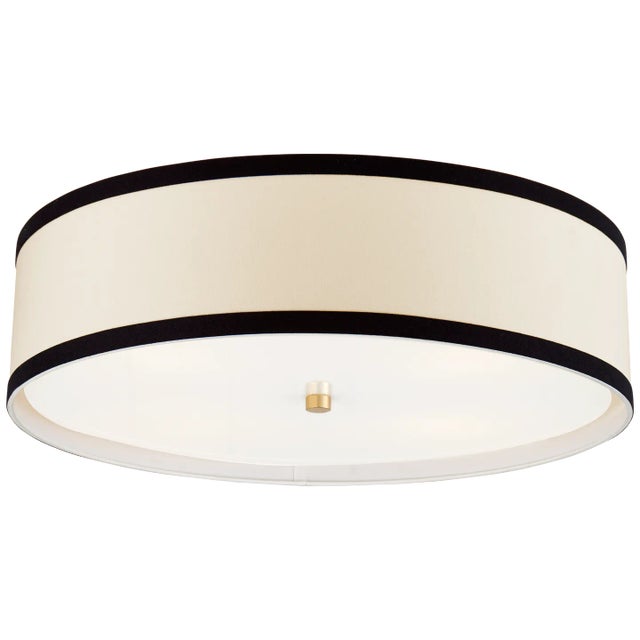 Walker Large Flush Mount in Gild with Cream Linen Shade with Black Linen Trim Designer: kate spade new york Canopy: 8.75"...