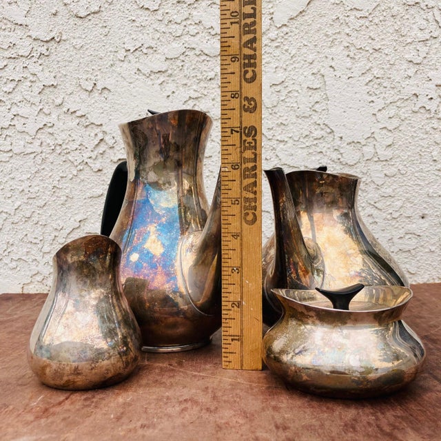 Silver Mid Century 4 Piece Danish Cohr Coffee Tea Set For Sale - Image 8 of 12