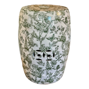 Vintage Green and White Chinoiserie Porcelain Garden Stool