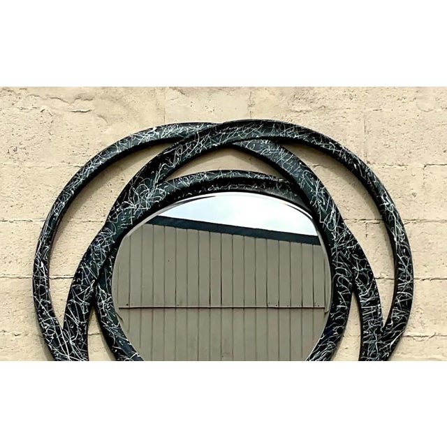 Vintage 80s Monumental Splatter Paint Rings Mirror For Sale - Image 11 of 12