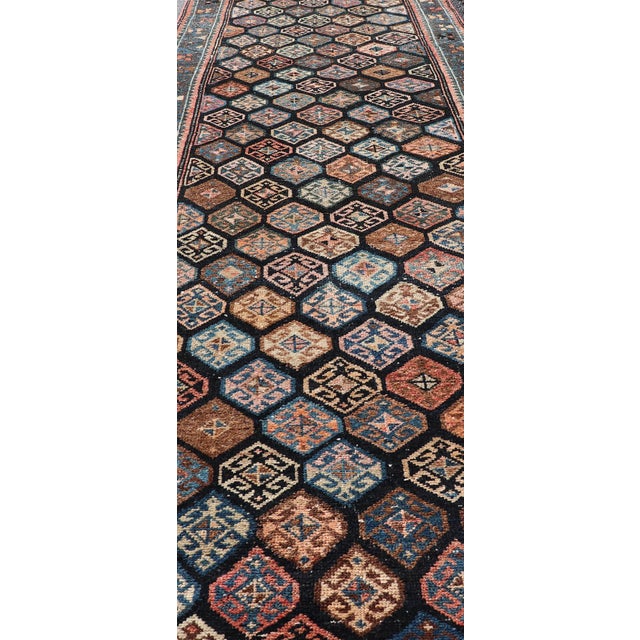 Antique Hamadan Runner With All-Over Tribal Design in Jewel Tones 3'5 X 18'8 For Sale - Image 12 of 15