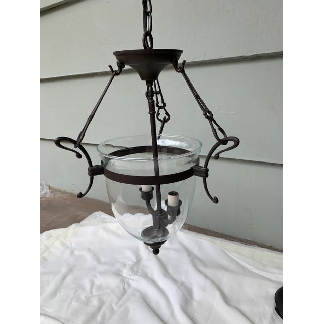 Traditional Vintage Late 20th Century Brass and Glass 2-Candle Chandelier For Sale - Image 3 of 5
