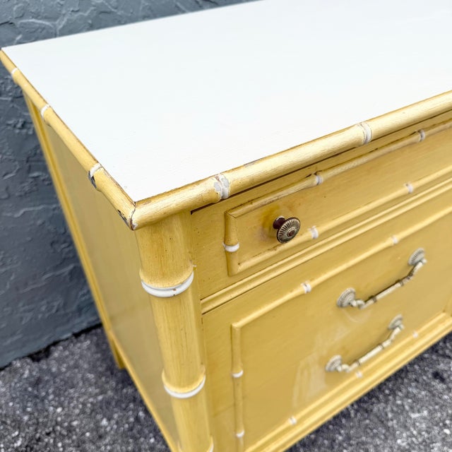 Vintage Coastal Faux Bamboo Dresser Dresser With Mirror by Thomasville For Sale - Image 10 of 11