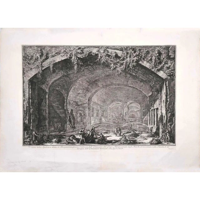 View of the Cave known as Bergantino - Etching by G. B. Piranesi - 1762 1762 For Sale - Image 3 of 3