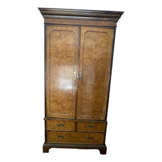 Late 20th Century Hollywood Regency Hotel Armoire Burleood and Brass For Sale