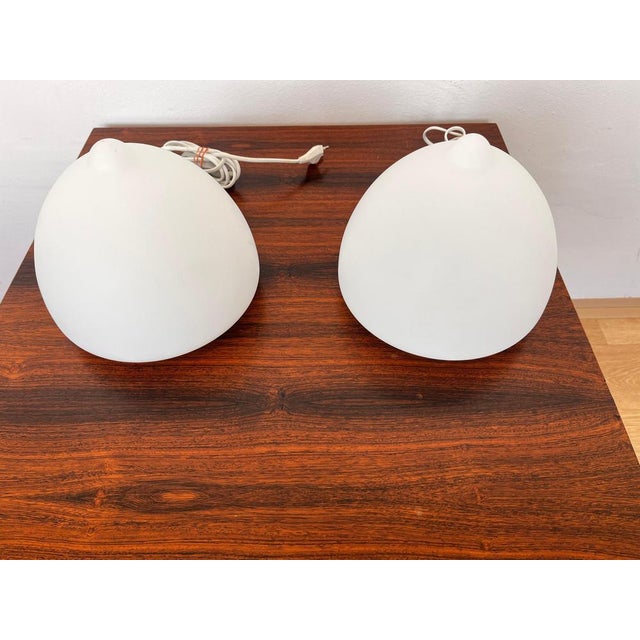 Czech Opaline Glass Sculptural Table Lamps, 1970s, Set of 2 For Sale - Image 3 of 8
