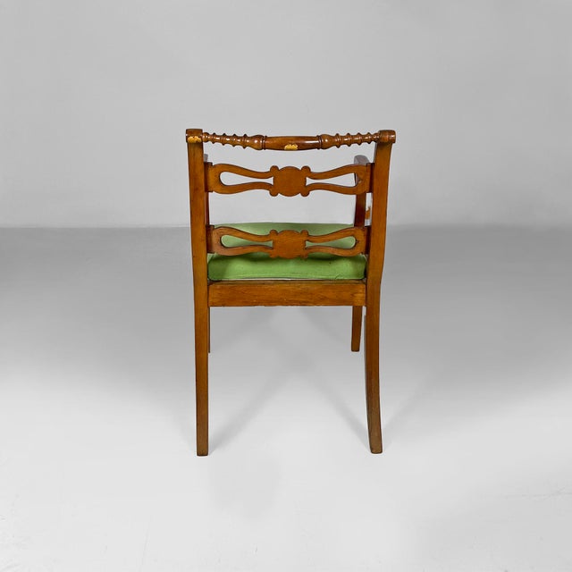 1930s 19th Century Italian Armchairs in Green Fabric and Wood, 1930s, Set of 2 For Sale - Image 5 of 18