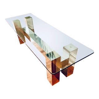 1960s Vintage Paul Evans Style Modern Chrome Coffee Table For Sale