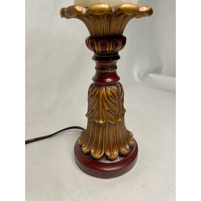 English Traditional Alabaster & Wood Small Table Lamp For Sale - Image 12 of 13