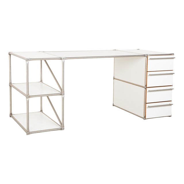 Desk in Metal and White Wood from System180 For Sale