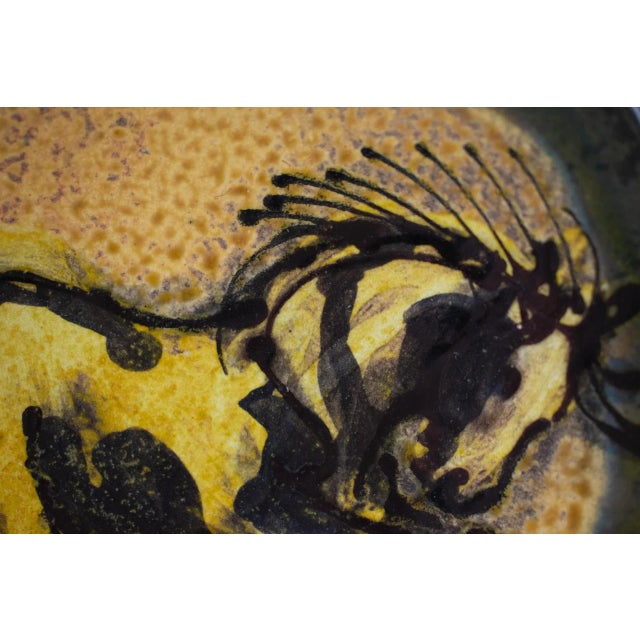 Burnt Umber Horse Themed Handmade Stoneware Plate by Morris Pottery For Sale - Image 8 of 12