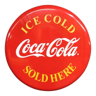Reproduction Coca-Cola Button Sign For Sale