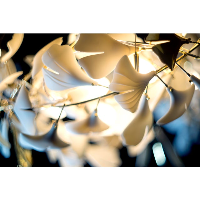Andreea Braescu Porcelain and Light Installations Andreea Braescu Gingko 155 Light Sculpture For Sale - Image 4 of 6