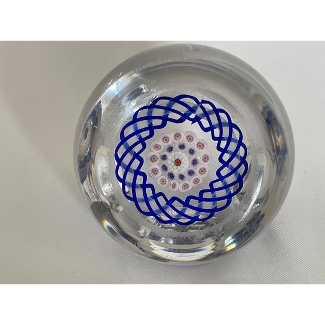Transparent Antique Baccarat Red White and Blue Convex Glass Paperweight For Sale - Image 8 of 8